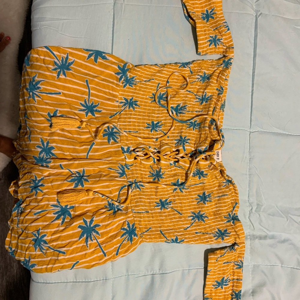 Forever 21 palm tree off the shoulder romper